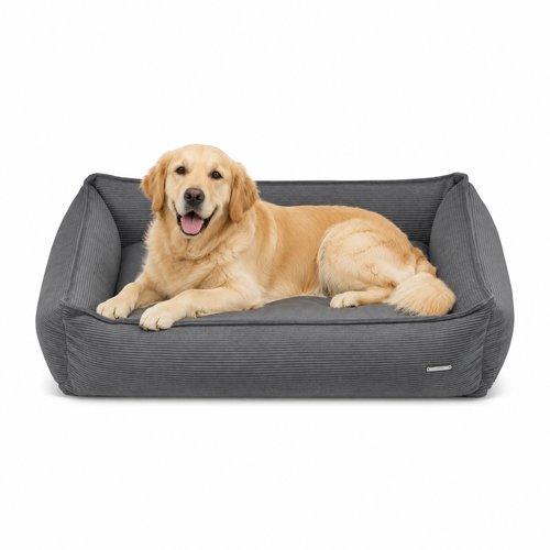 Cama para Cão STRIPPO em Veludo Cotelê — Cinzento Escuro | Labbvenn