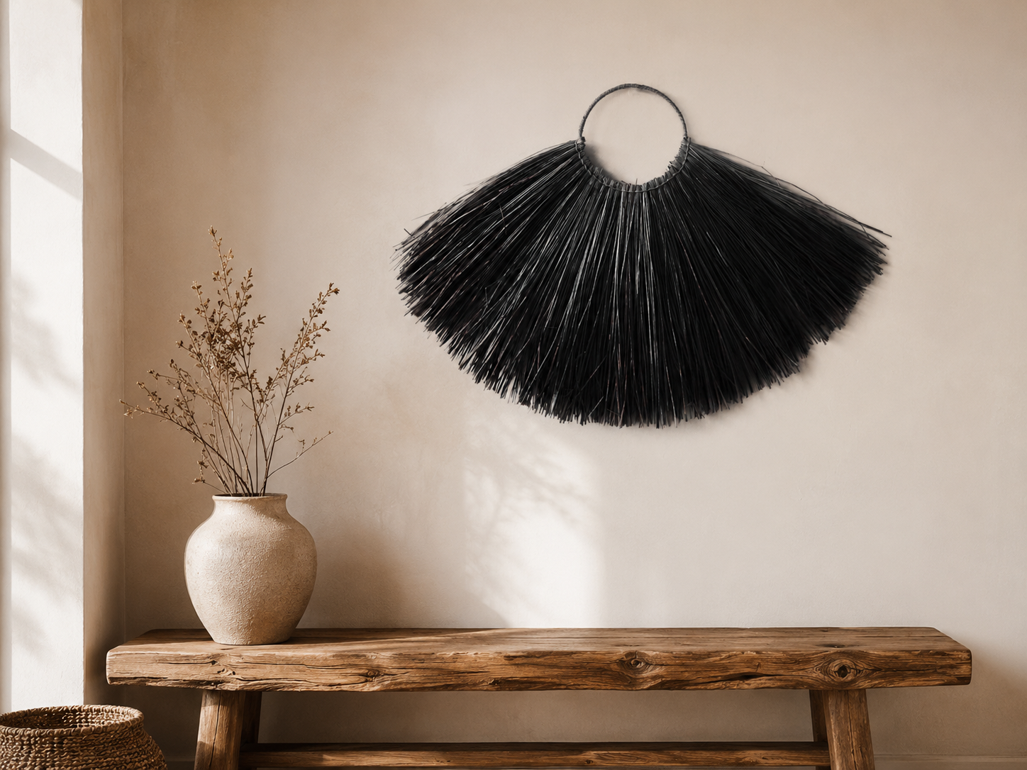 Leque de Algas Marinhas Grande — Decoração de Parede Preto