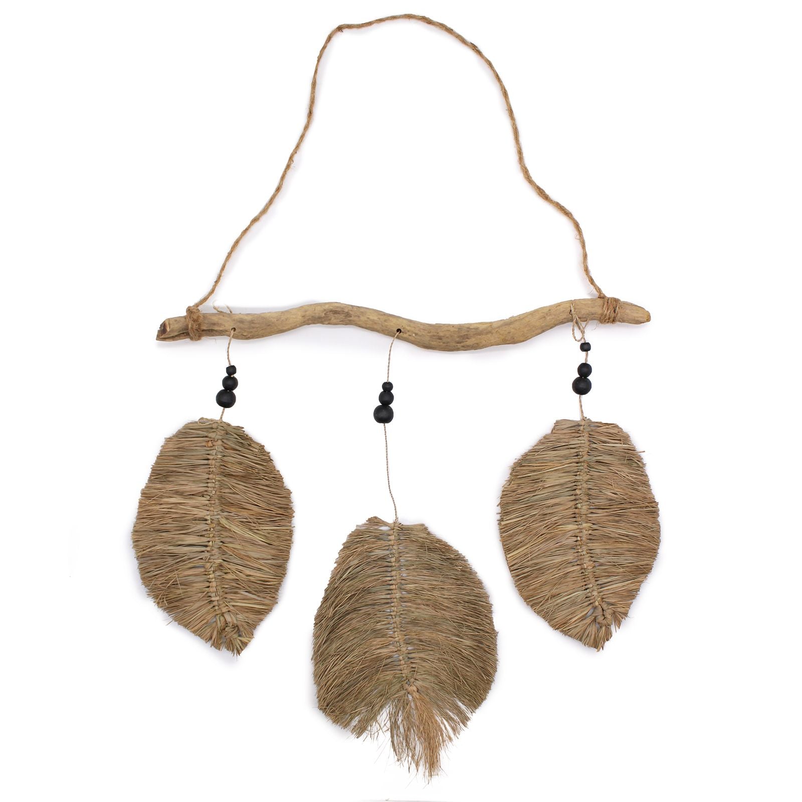 Conjunto de 3 Folhas Decorativas em Raffia