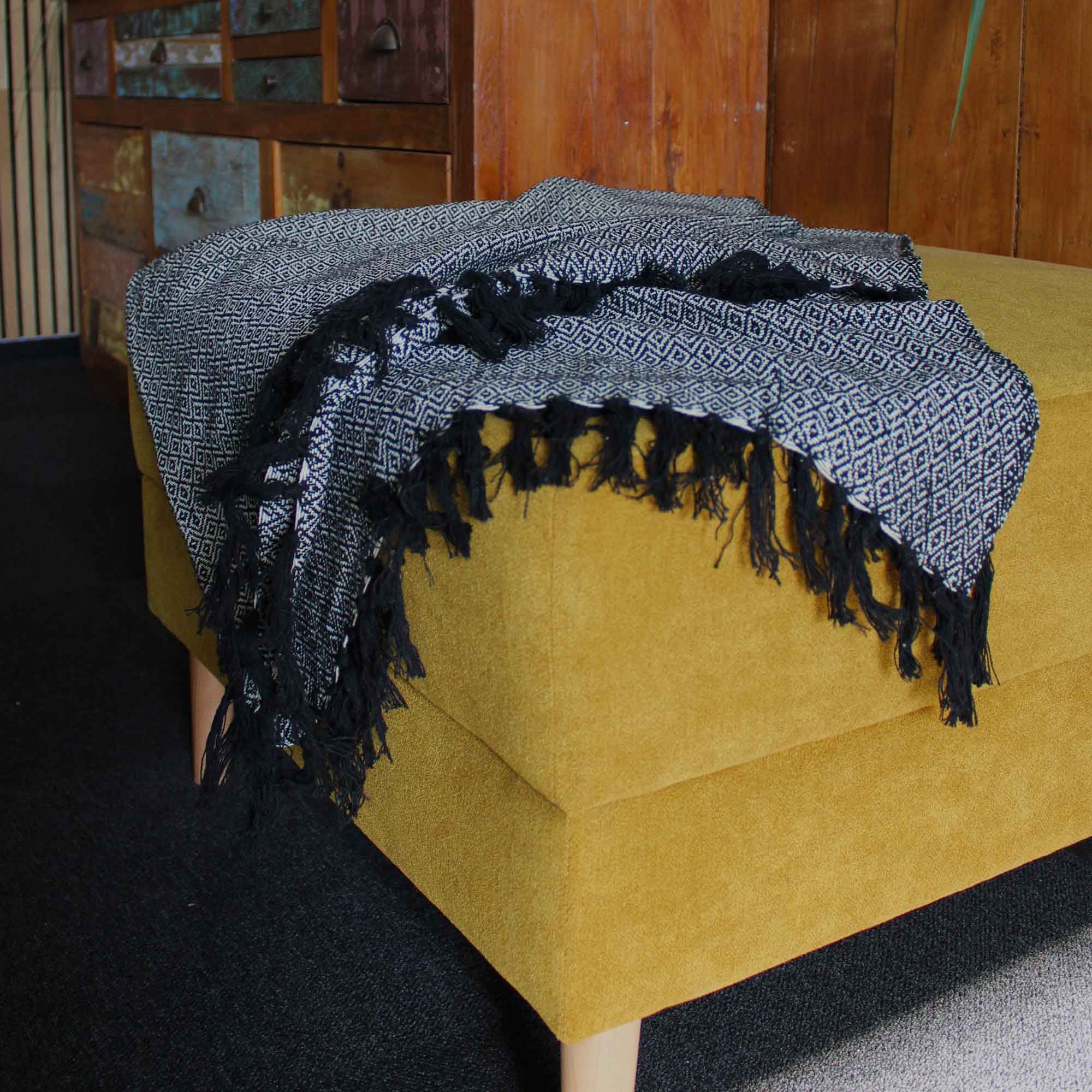 Manta Boho Losango — Carvão