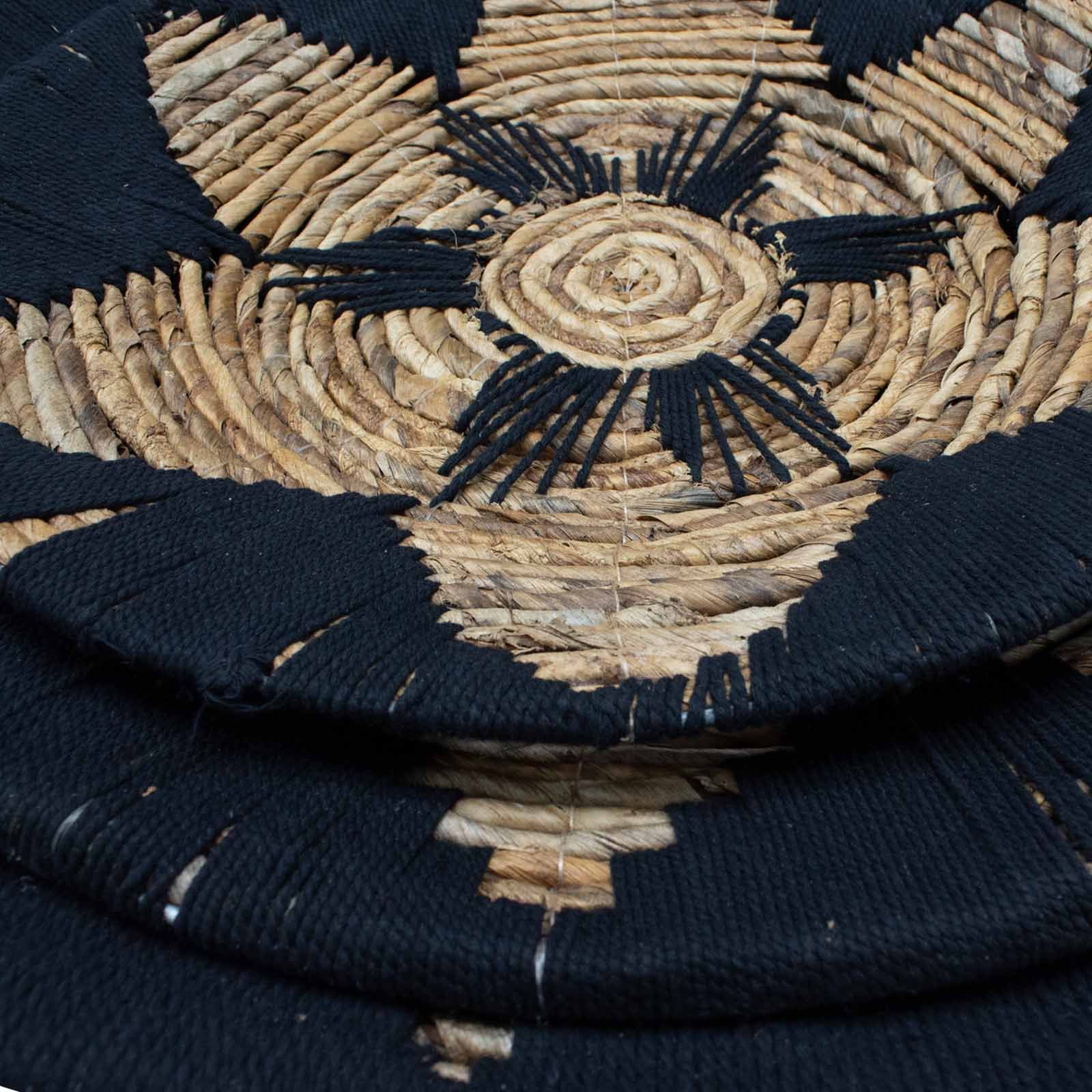 Conjunto de 3 Taças Decorativas em Algas Marinhas — Preto