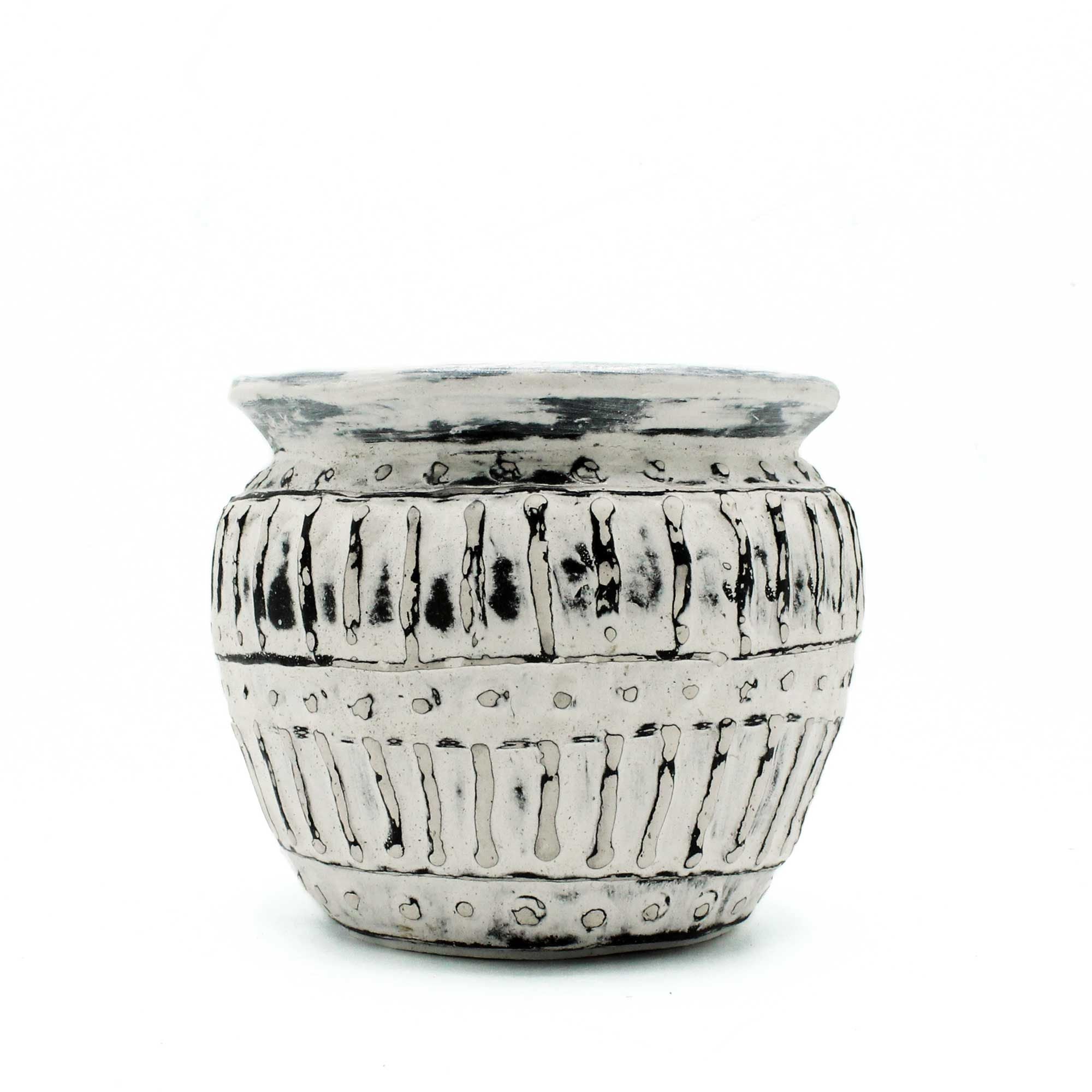Vaso em Argila Estilo Grego — Creme 12cm