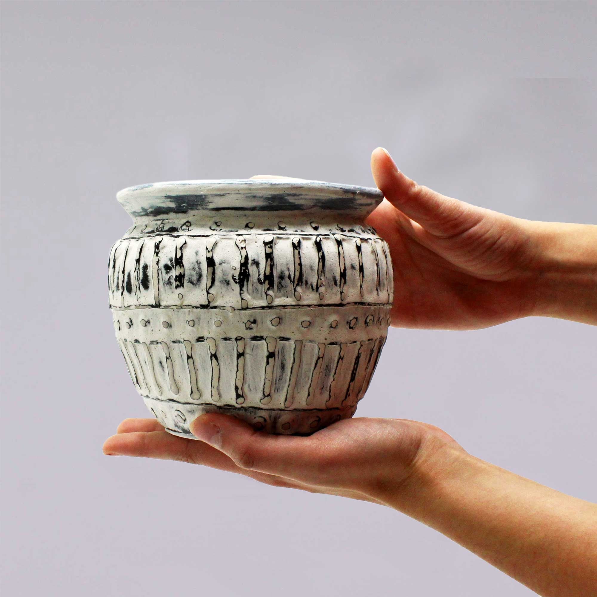 Vaso em Argila Estilo Grego — Creme 12cm