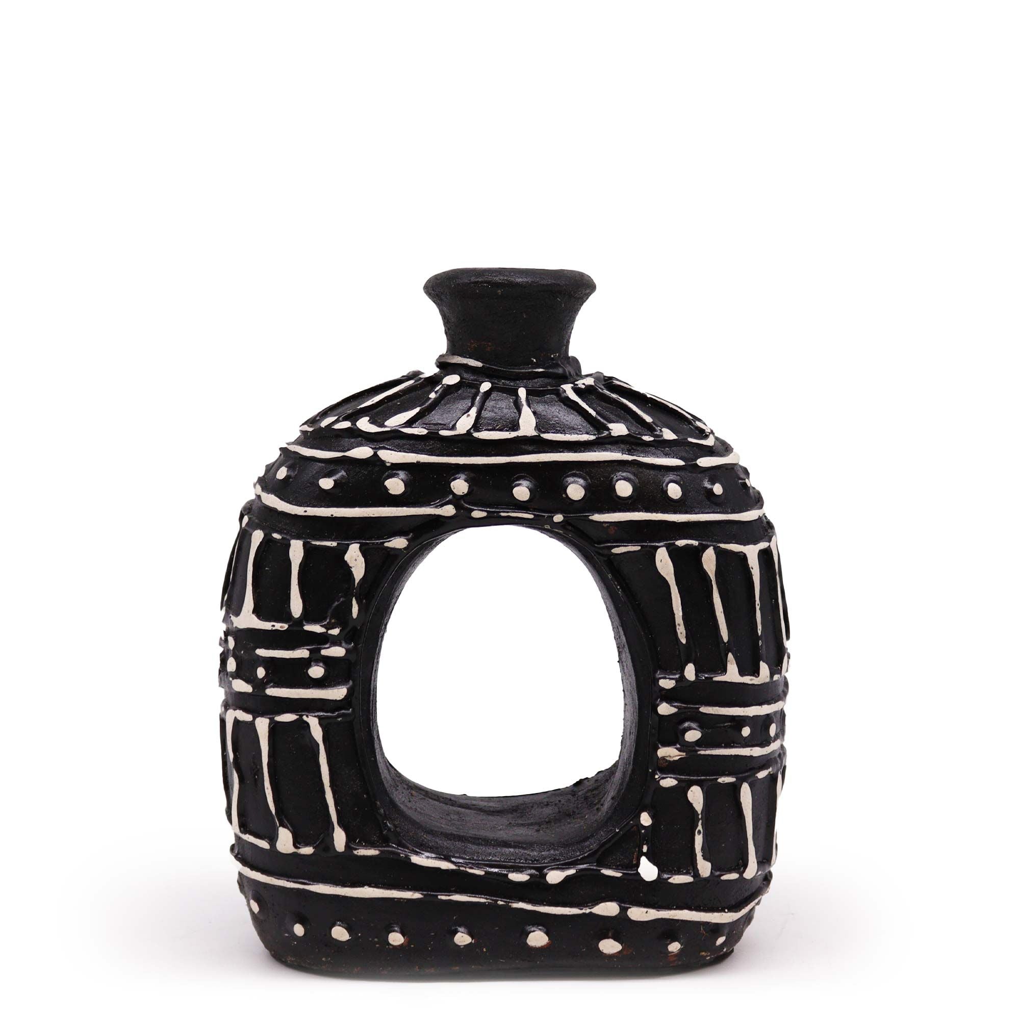 Jarro de Cerâmica Oval em Forma de Donut — Chocolate 18cm