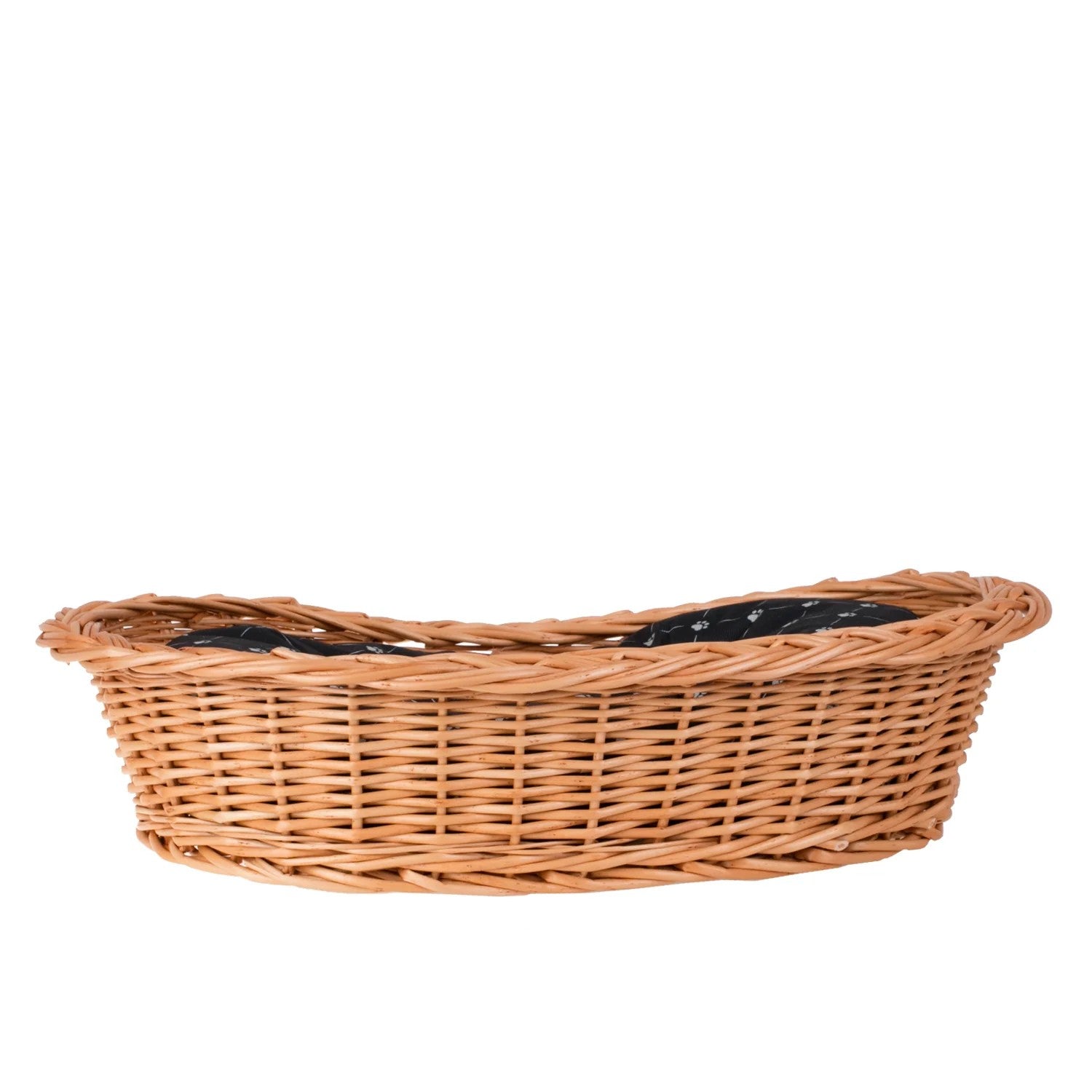Enovia Natural Wicker Dog Bed With Black Cushion, 70x54 cm