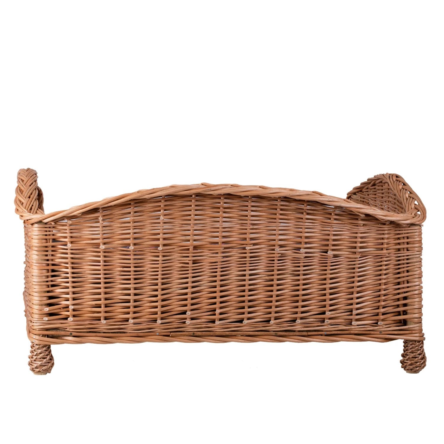 Erivia Wicker Pet Basket With Gray And Black Cushion, 74x52 cm